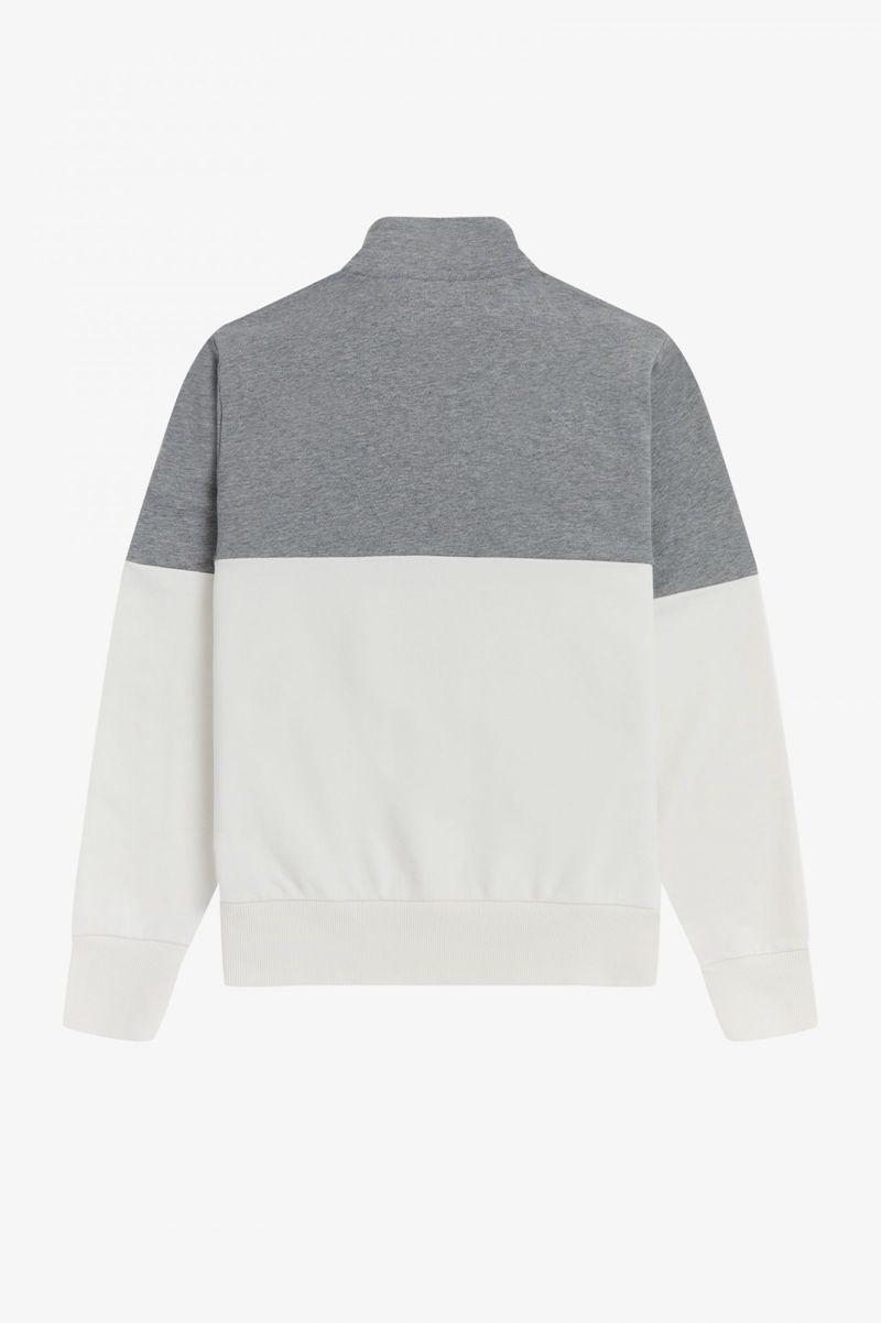 White Fred Perry Colour Block Half Zip Men's Sweatshirts | PH 1566PJJQ